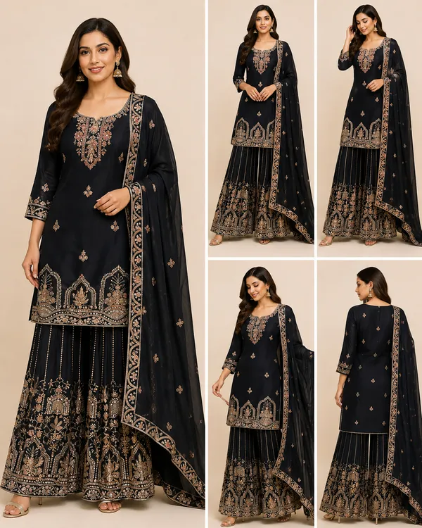 Black_Silk_Kurta_Set_For_Women