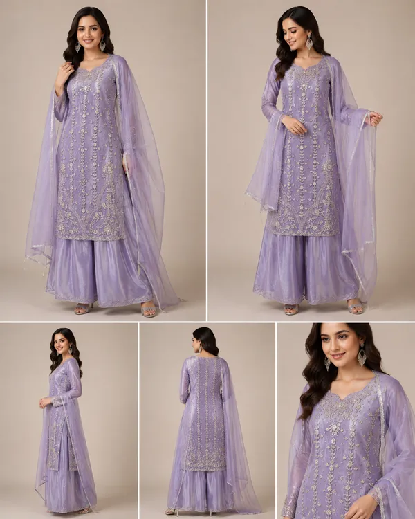 Lavender_Imported_Georgette_Kurta_Set_For_Women