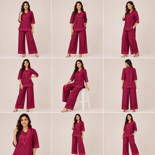 Marron_Embroded_Cord_Set_For_Women