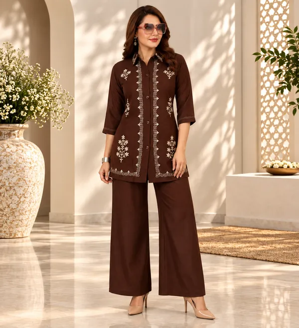 Brown_Cotton_Co-Ord_Set_For_Women