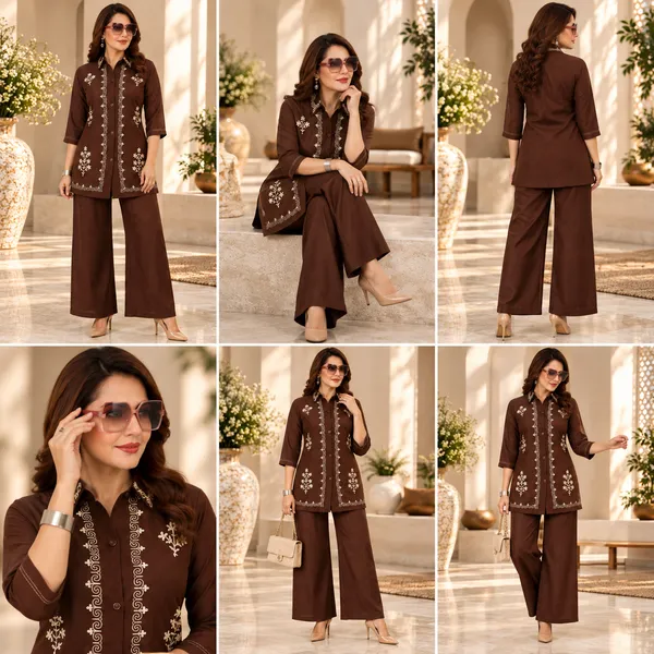 Brown_Cotton_Co-Ord_Set_For_Women