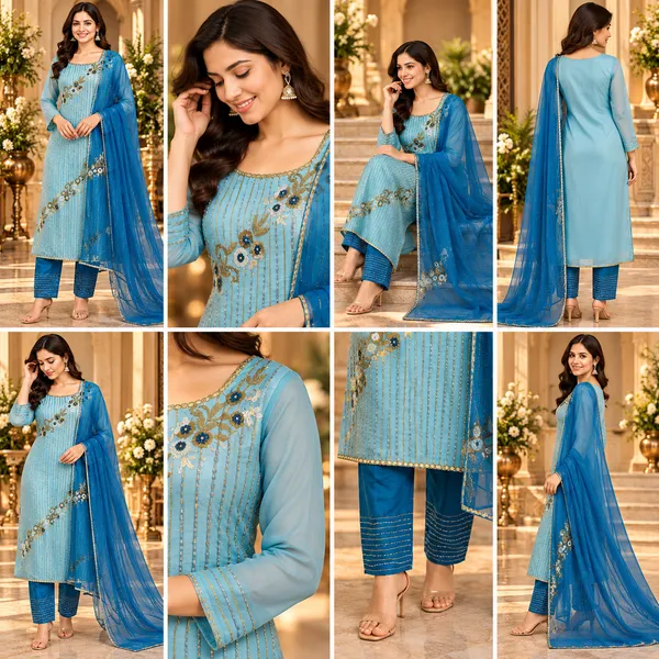Sky_Blue_Beats_Work_Silk_Pant__Set_For_Women