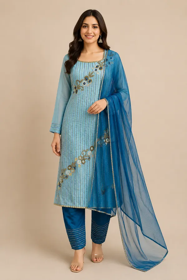 Sky_Blue_Silk_Kurta_Set_For_Women