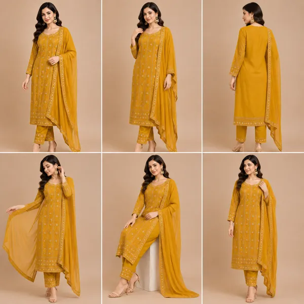 Mustard_Georgette_Kurta_Set_For_Women