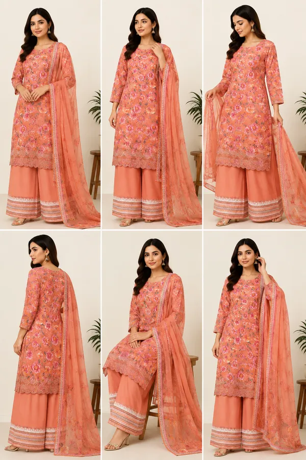 Peach_Cotton_Unstitched_Kurta_Set_For_women