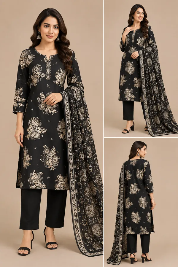 Black_Cotton_Kurta_Set_For_Women