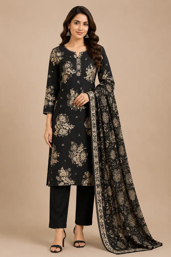 Black_Cotton_Kurta_Set_For_Women
