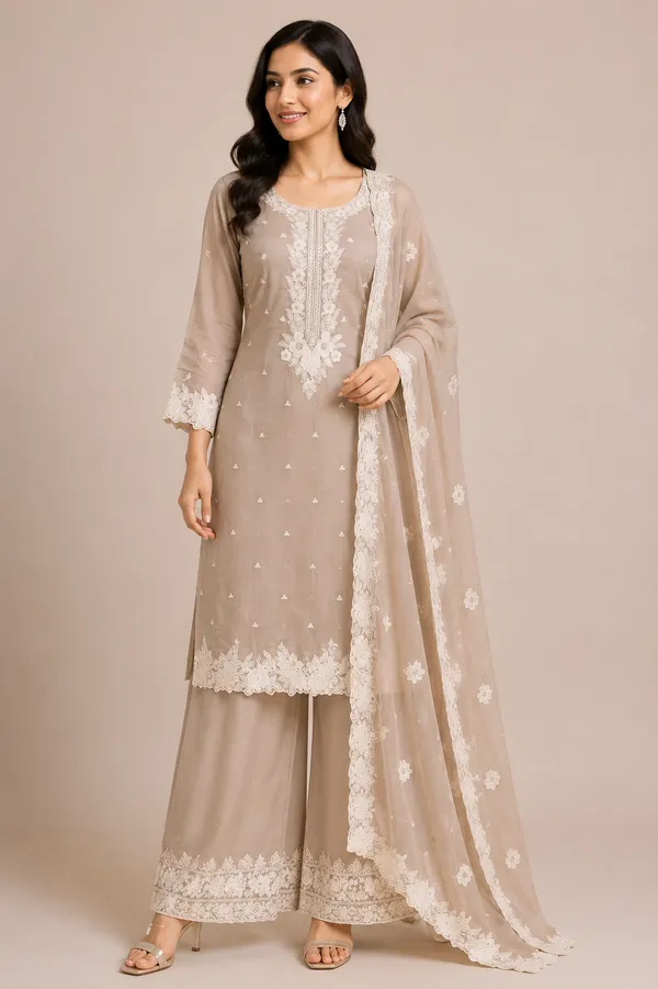 Beige_Muslin_Kurta_Set_For_Women