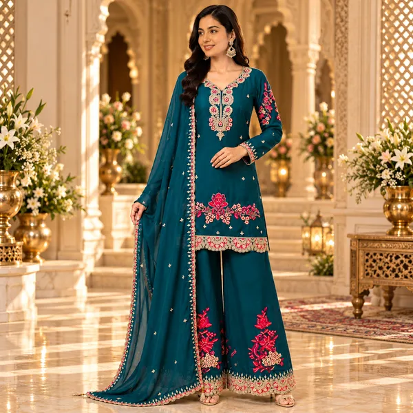 Rama_Green_Georgette_Plazo_Set_For_Women