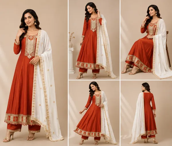 Burned_Orange_Cotton_Kurta_Set_For_Women