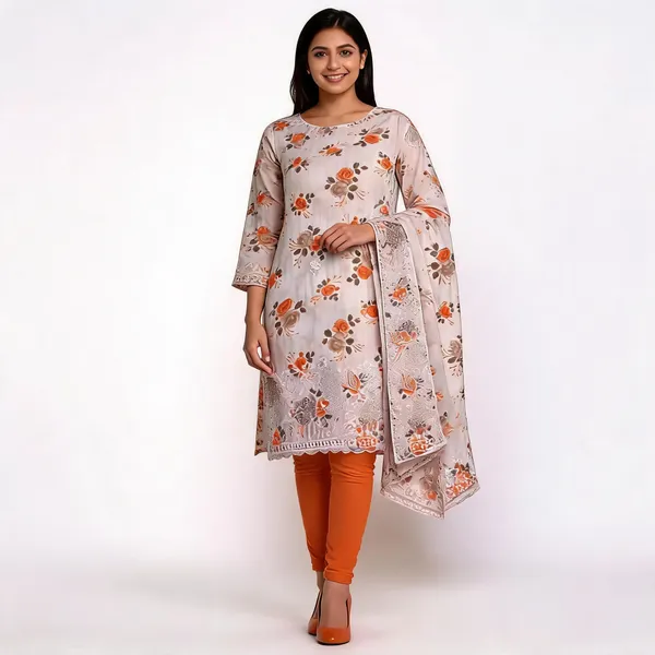 White_With_Pitch_Cotton_Unstitched_Kurta_Set_For_women