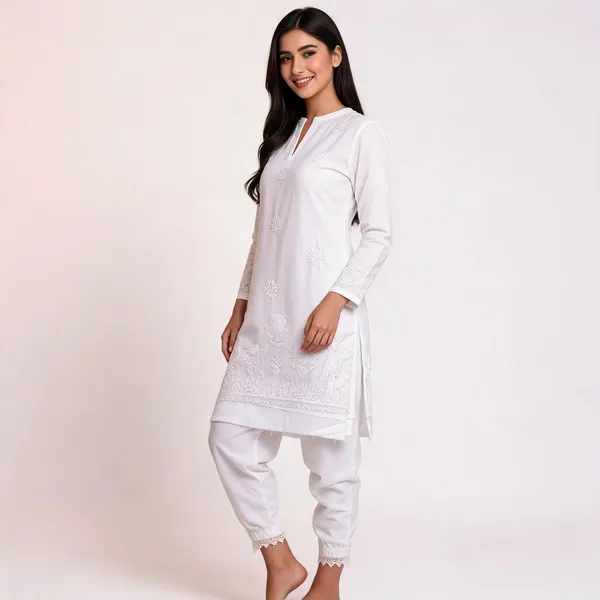 White_Cotton_Floral_Embroidered_Unstitched_Kurta_Set_For_Women