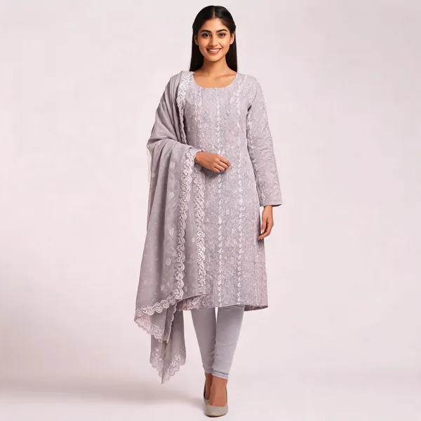 White_Mal_Cotton_Embroidered_Unstitched_Kurta_Set_For_Women