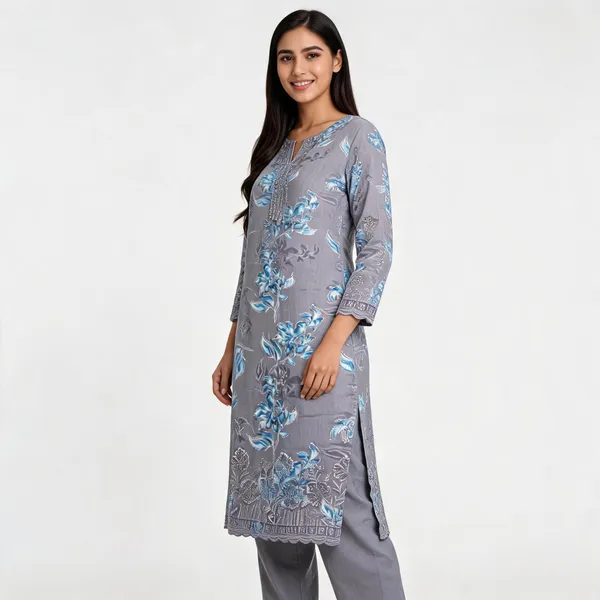 Grey_Cotton_Floral_Print_Unstitched_Kurta_Set_For_Women