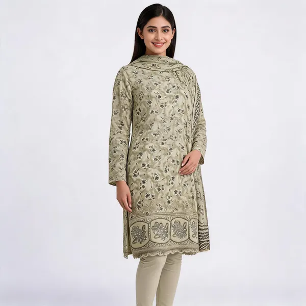 Beige_Cotton_Floral_Print_Unstitched_Kurta_Set_For_Women