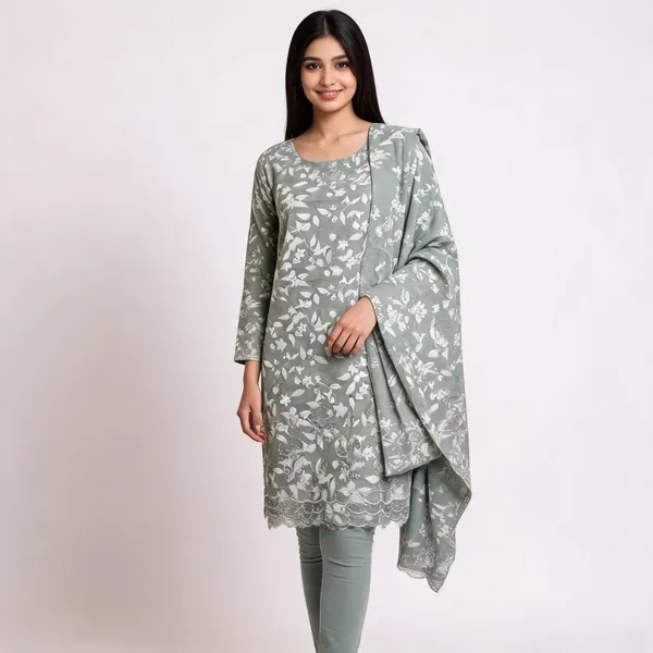 Grey_Cotton_Floral_Print_Unstitched_Kurta_Set_For_Women