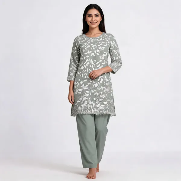 Grey_Cotton_Floral_Print_Unstitched_Kurta_Set_For_Women