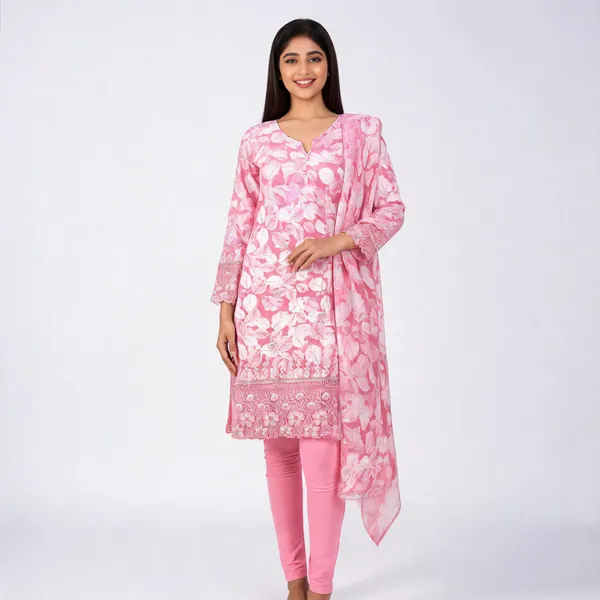 Pink_Cotton_Floral_Print_Unstitched_Kurta_Set_For_Women
