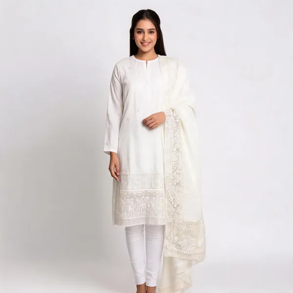 White_Cotton_Embroidered_Unstitched_Kurta_Set_For_Women