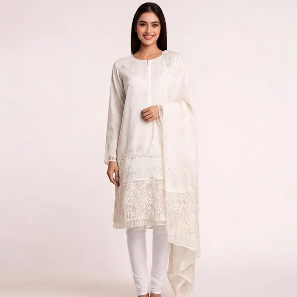 White_Cotton_Embroidered_Unstitched_Kurta_Set_For_Women