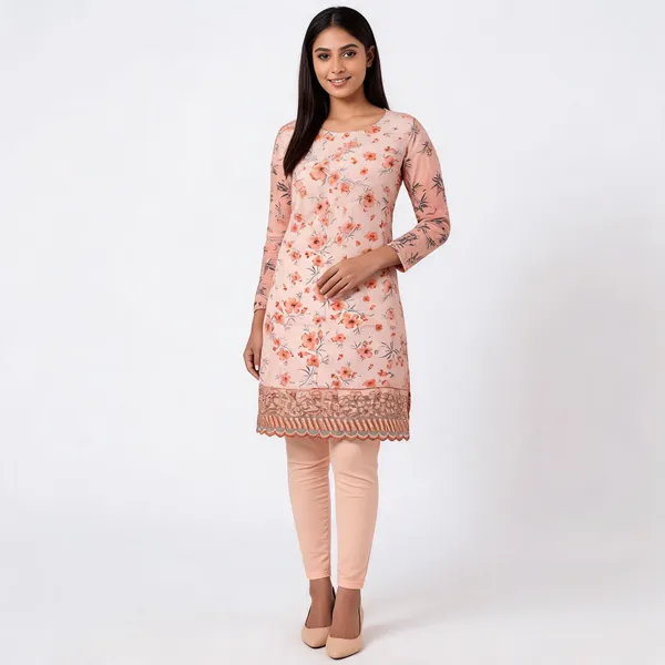 Peach_Cotton_Floral_Print_Unstitched_Kurta_Set_For_Women
