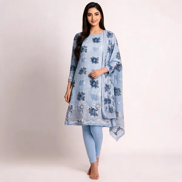 Blue_Cotton_Floral_Print_Unstitched_Kurta_Set_For_Women