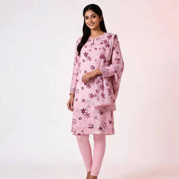Pink_Cotton_Floral_Print_Unstitched_Kurta_Set_For_Women