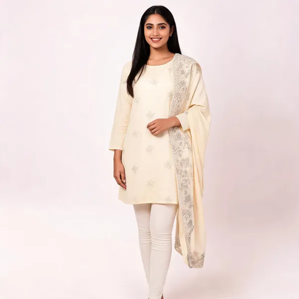 Cream_Cotton_Floral_Embroidered_Unstitched_Kurta_Set_For_Women