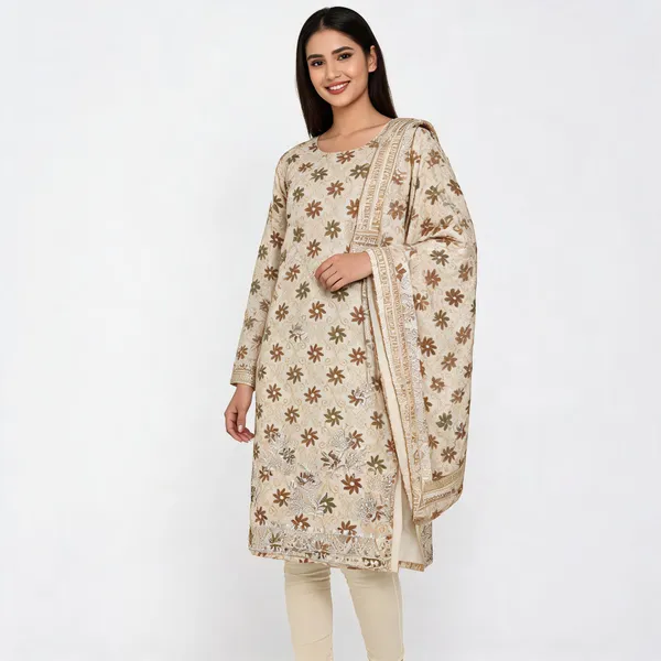 Beige_Cotton_Floral_Embroidered_Unstitched_Kurta_Set_For_Women