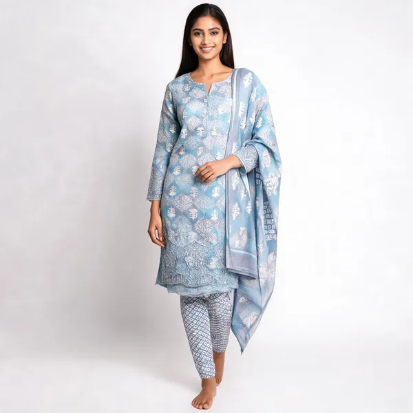Light_Blue_Cotton_Floral_Print_Unstitched_Kurta_Set_For_Women