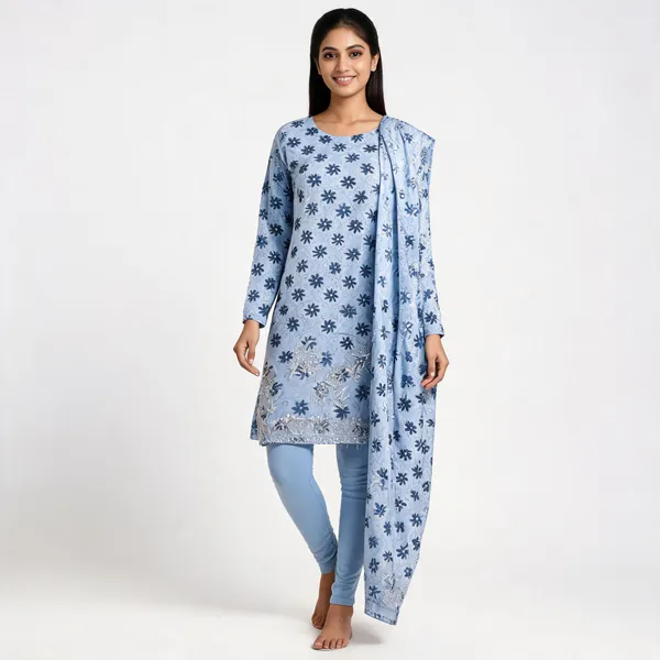 Light_Blue_Cotton_Floral_Print_Unstitched_Kurta_Set_For_Women