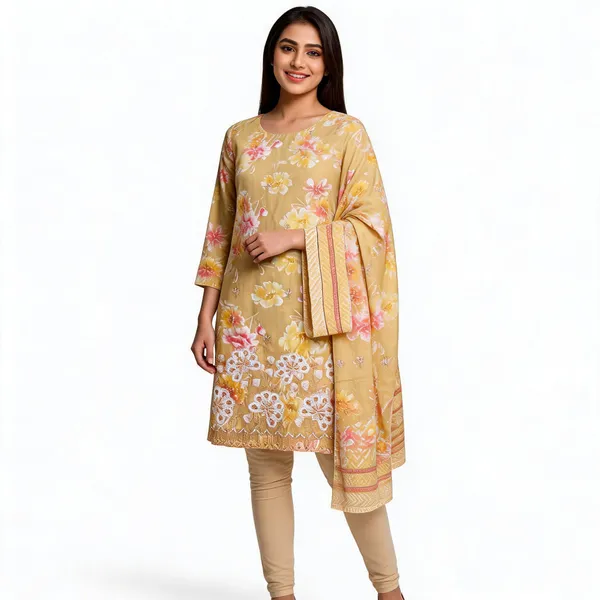 Beige_Cotton_Floral_Embroidered_Unstitched_Kurta_Set_For_Women