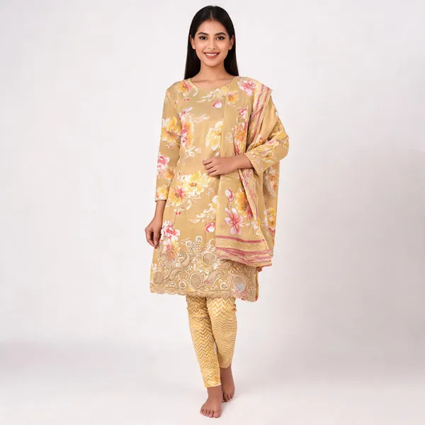 Beige_Cotton_Floral_Embroidered_Unstitched_Kurta_Set_For_Women