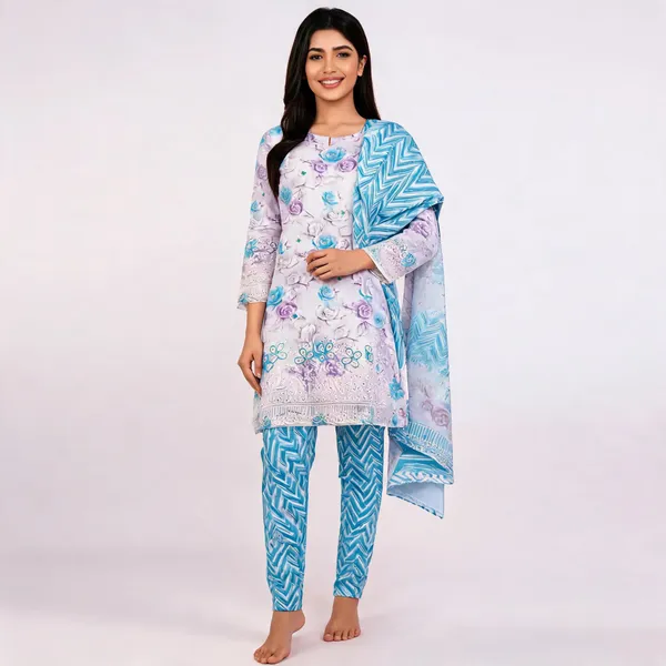 Blue_Cotton_Unstitched_Kurta_Set_For_women
