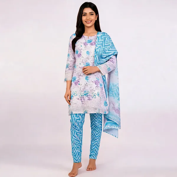 Blue_Cotton_Unstitched_Kurta_Set_For_women