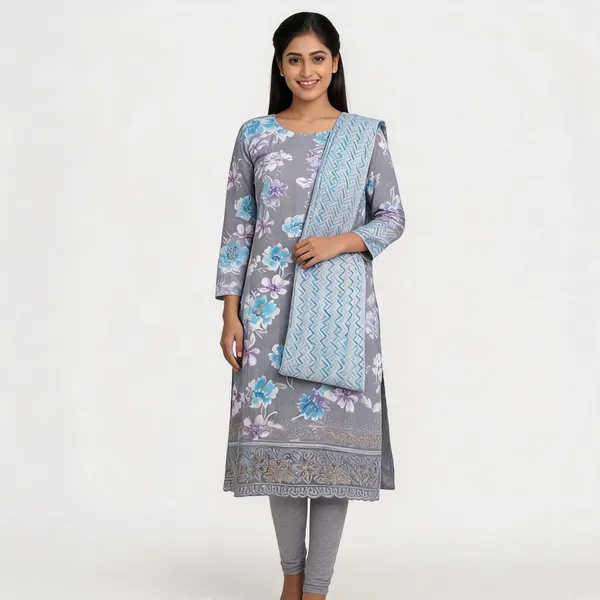 Grey_Cotton_Floral_Print_Unstitched_Kurta_Set_For_Women