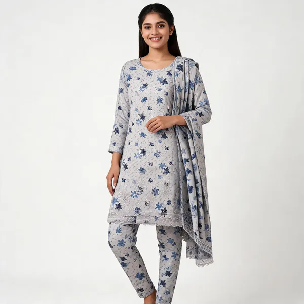 Grey_Cotton_Floral_Print_Unstitched_Kurta_Set_For_Women