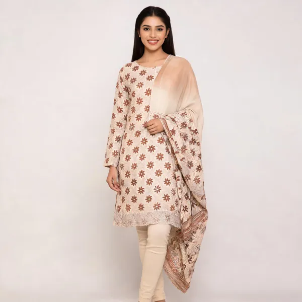 Beige_Cotton_Floral_Print_Unstitched_Kurta_Set_For_Women