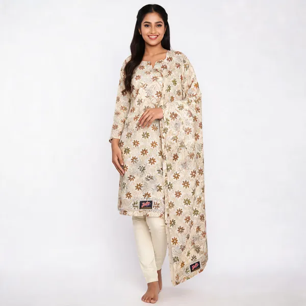 Cream_Cotton_Floral_Print_Unstitched_Kurta_Set_For_Women