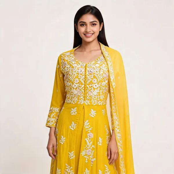 Yellow_Georgette_Embroidered_Anarkali_Top_Pant_Dupatta_Set_For_Women