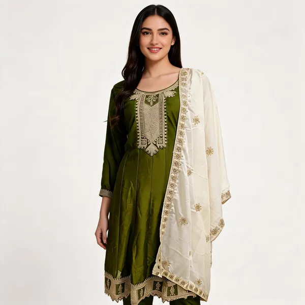 Mehndi_Green_Silk_Anarkali_Top_Pant_Dupatta_Set_For_Women