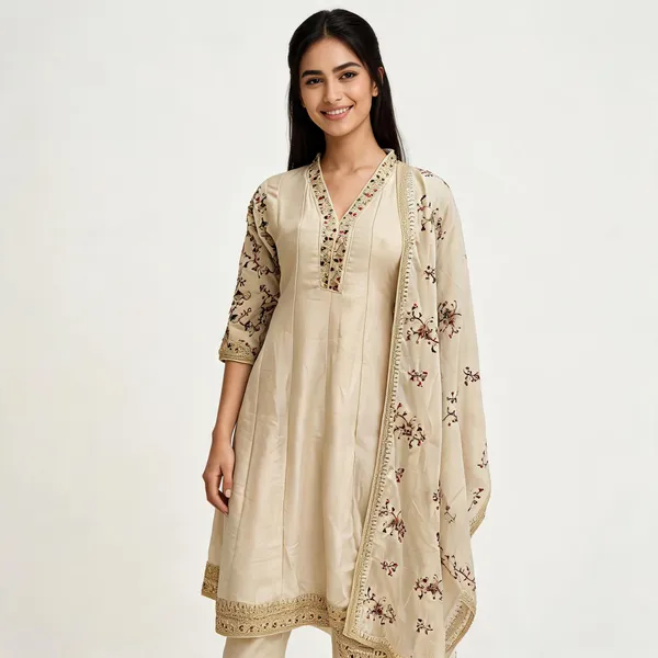 Cream_Vichitra_Anarkali_Top_Pant_Dupatta_Set_For_Women