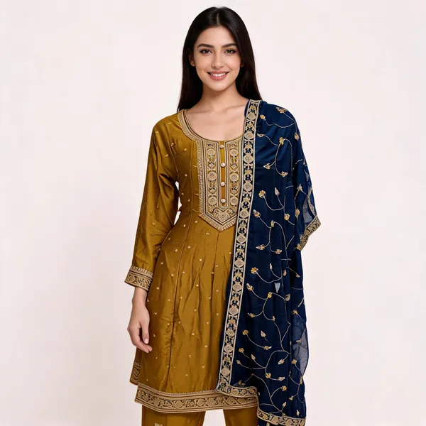 Mustard_Yellow_Vichitra_Anarkali_Top_Pant_Dupatta_Set_For_Women