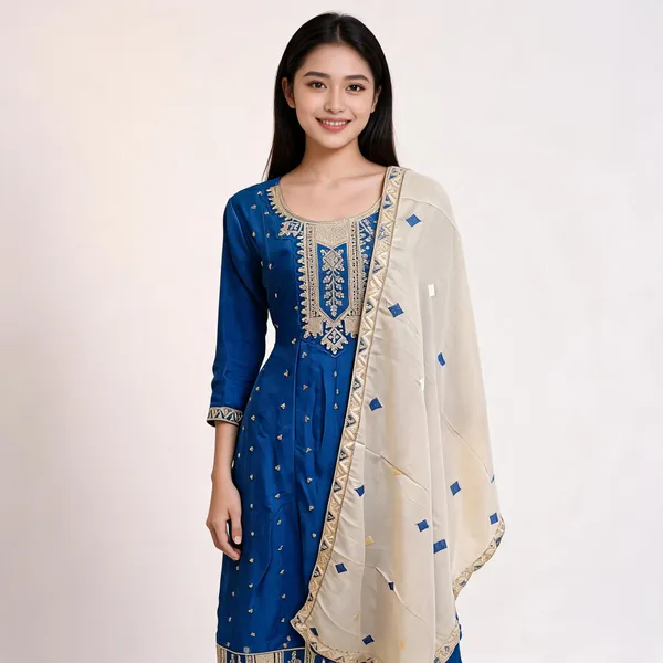 Royal_Blue_Vichitra_Anarkali_Top_Pant_Dupatta_Set_For_Women