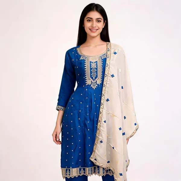 Royal_Blue_Vichitra_Anarkali_Top_Pant_Dupatta_Set_For_Women