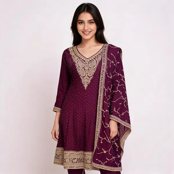 Wine_Vichitra_Anarkali_Top_Pant_Dupatta_Set_For_Women