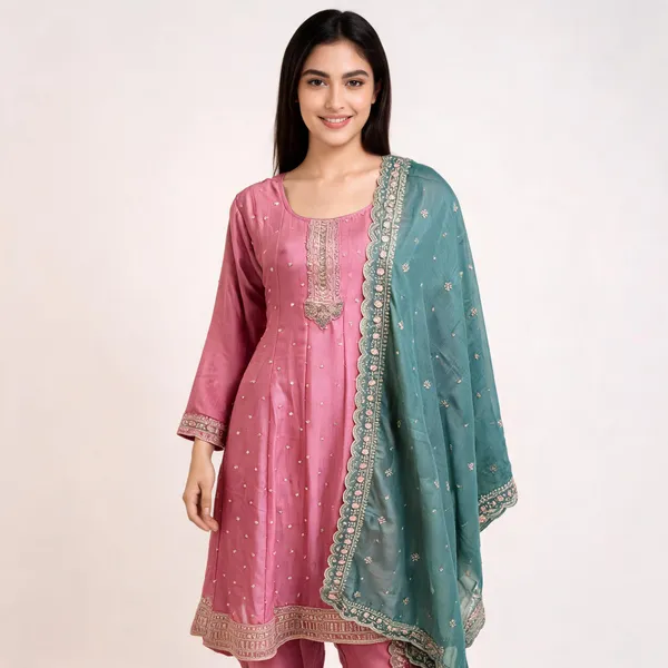 Baby_Pink_Vichitra_Anarkali_Top_Pant_Dupatta_Set_For_Women