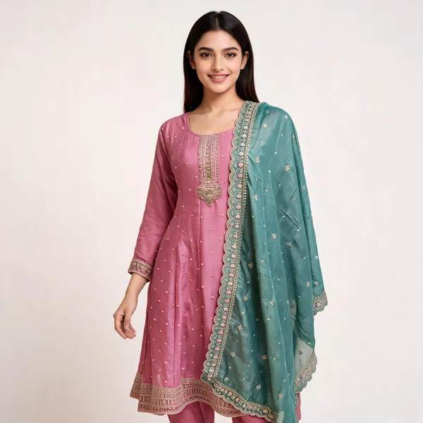 Baby_Pink_Vichitra_Anarkali_Top_Pant_Dupatta_Set_For_Women