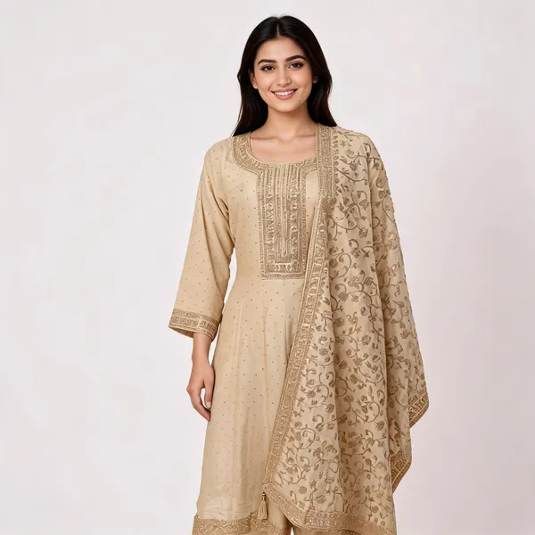 Beige_Vichitra_Anarkali_Top_Pant_Dupatta_For_Women