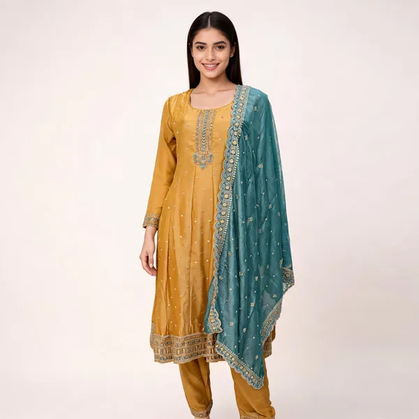 Lemon_Yellow_Vichitra_Anarkali_Top_Pant_Dupatta_For_Women